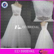 ED Bridal Elegant One Shoulder Beads Appliques en dentelle Robe de mariée en organza Alibaba blanche